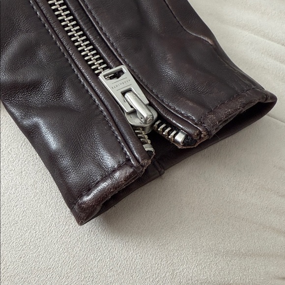 All Saints Dark Balfern Brown Leather Jacket - Picture 12 of 13